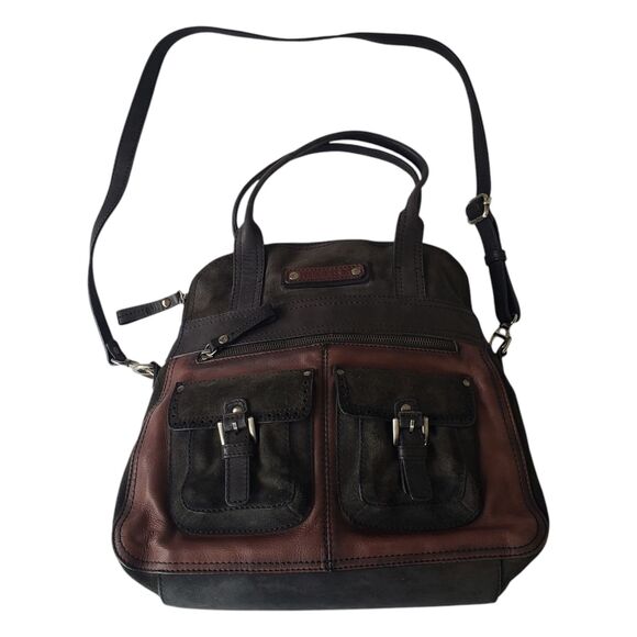 Pikolinos Handbag Womens Brown Black Leather Suede Shoulder Bag Anthropologie